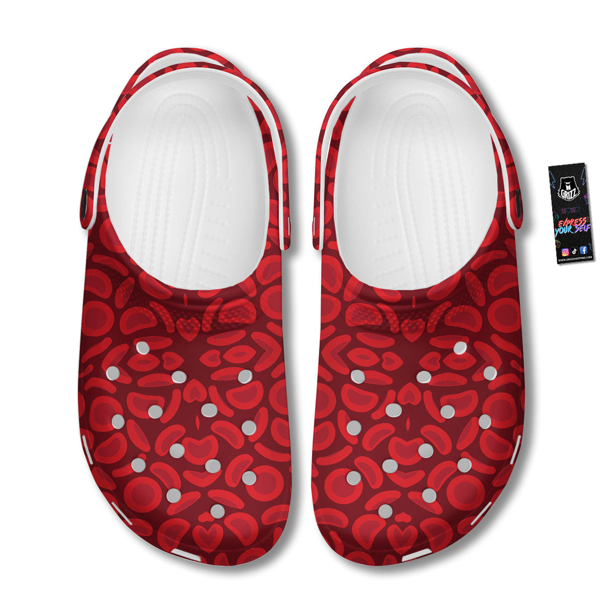 Blood Cells Red Print Pattern Clog-grizzshop