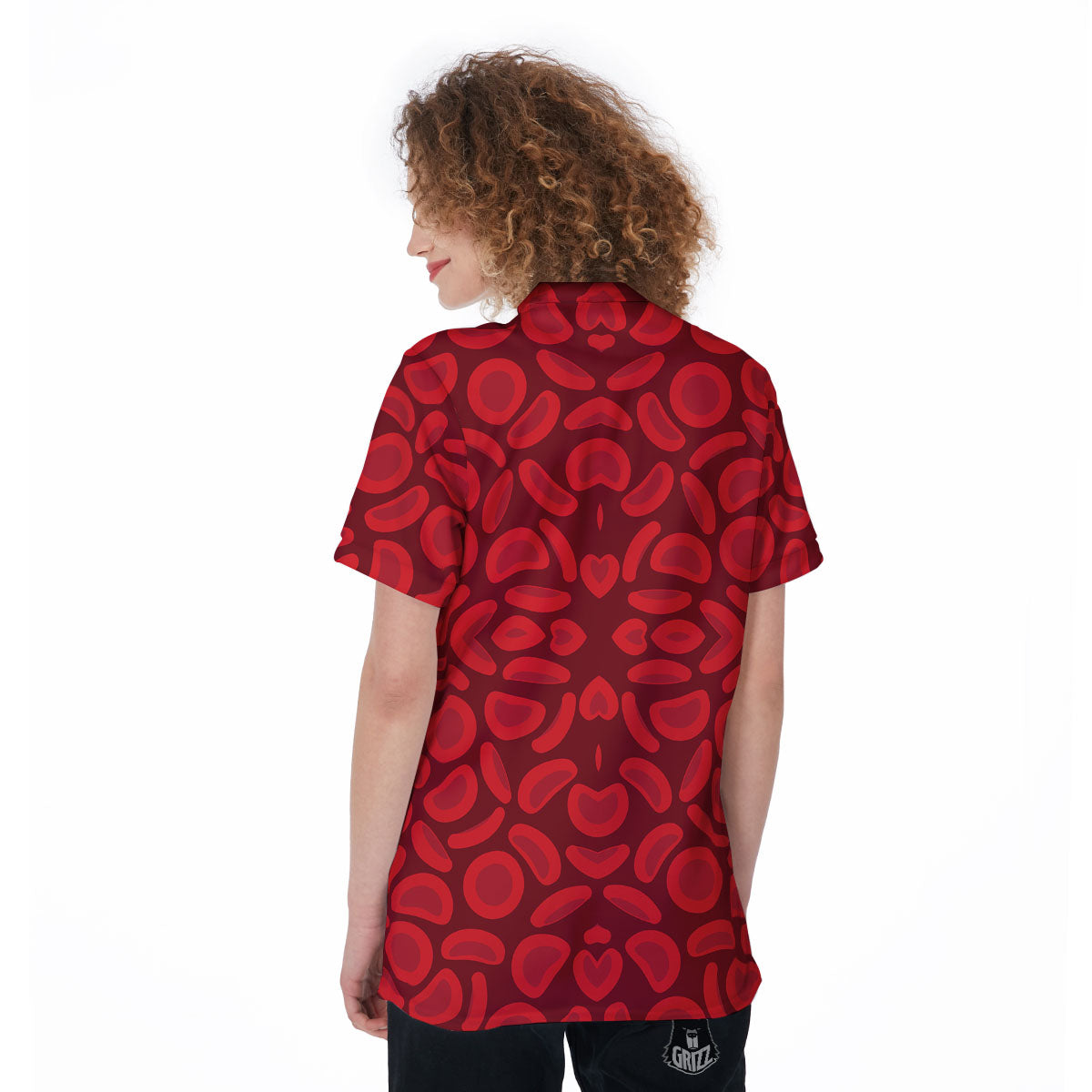 Blood Cells Red Print Pattern Women's Golf Shirts-grizzshop
