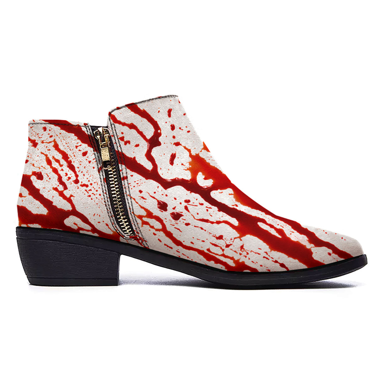Blood Drip Print Ankle Boots-grizzshop
