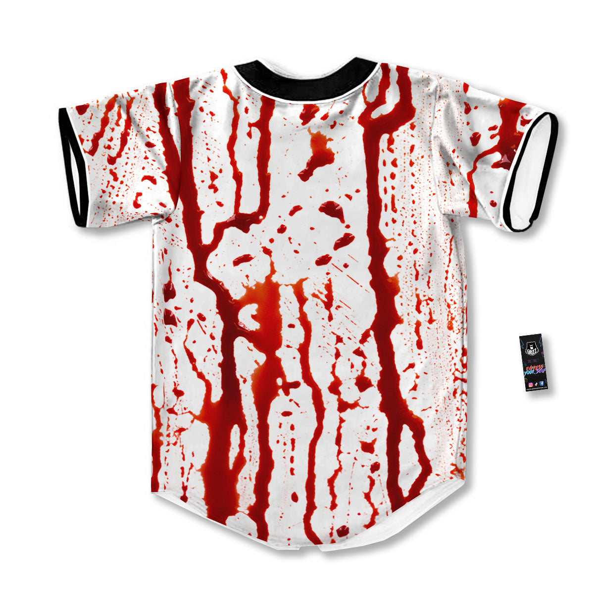 Blood Drip Print Baseball Jersey-grizzshop
