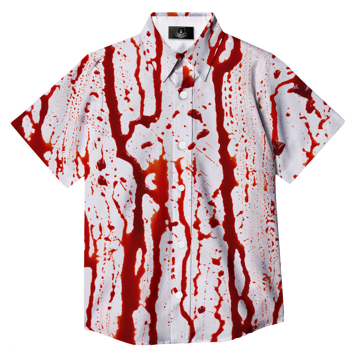 Blood Drip Print Button Up Shirt-grizzshop