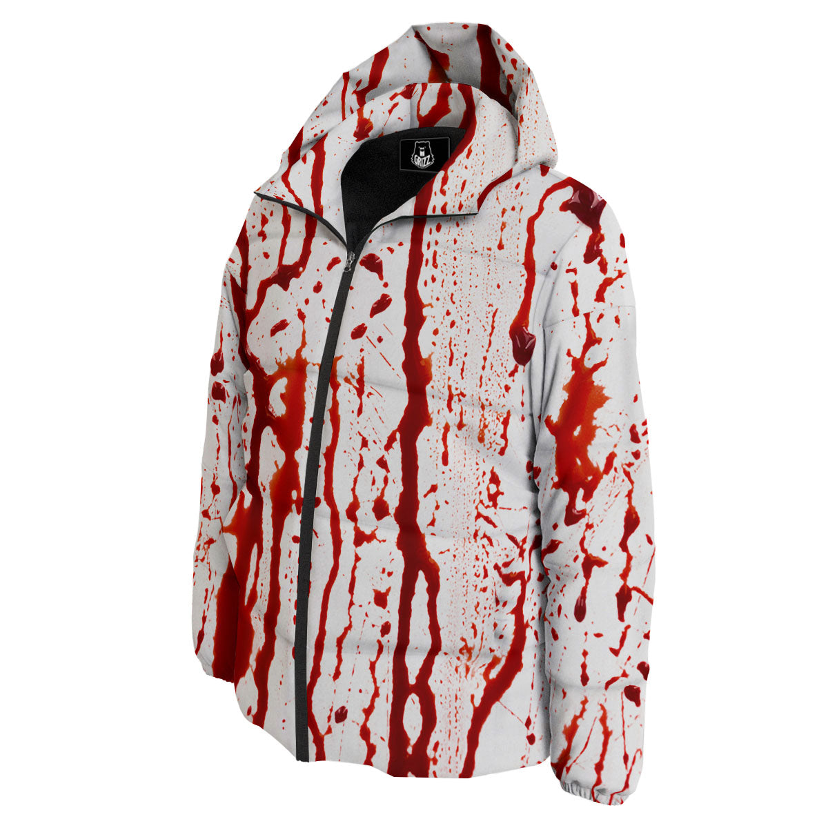 Blood Drip Print Down Jacket-grizzshop