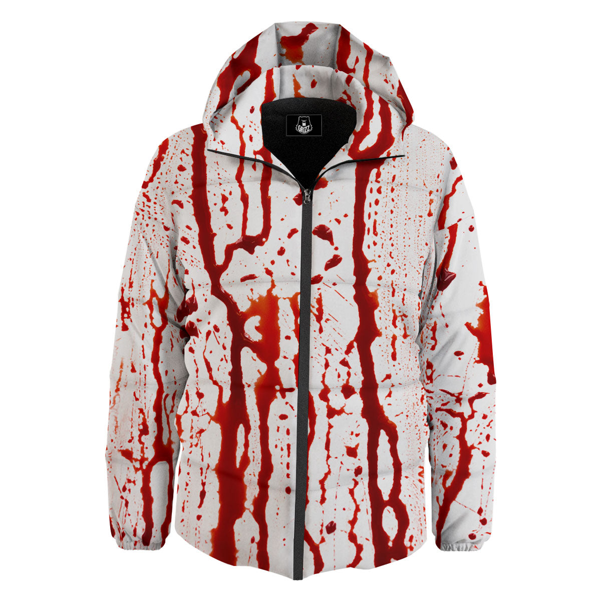 Blood Drip Print Down Jacket-grizzshop