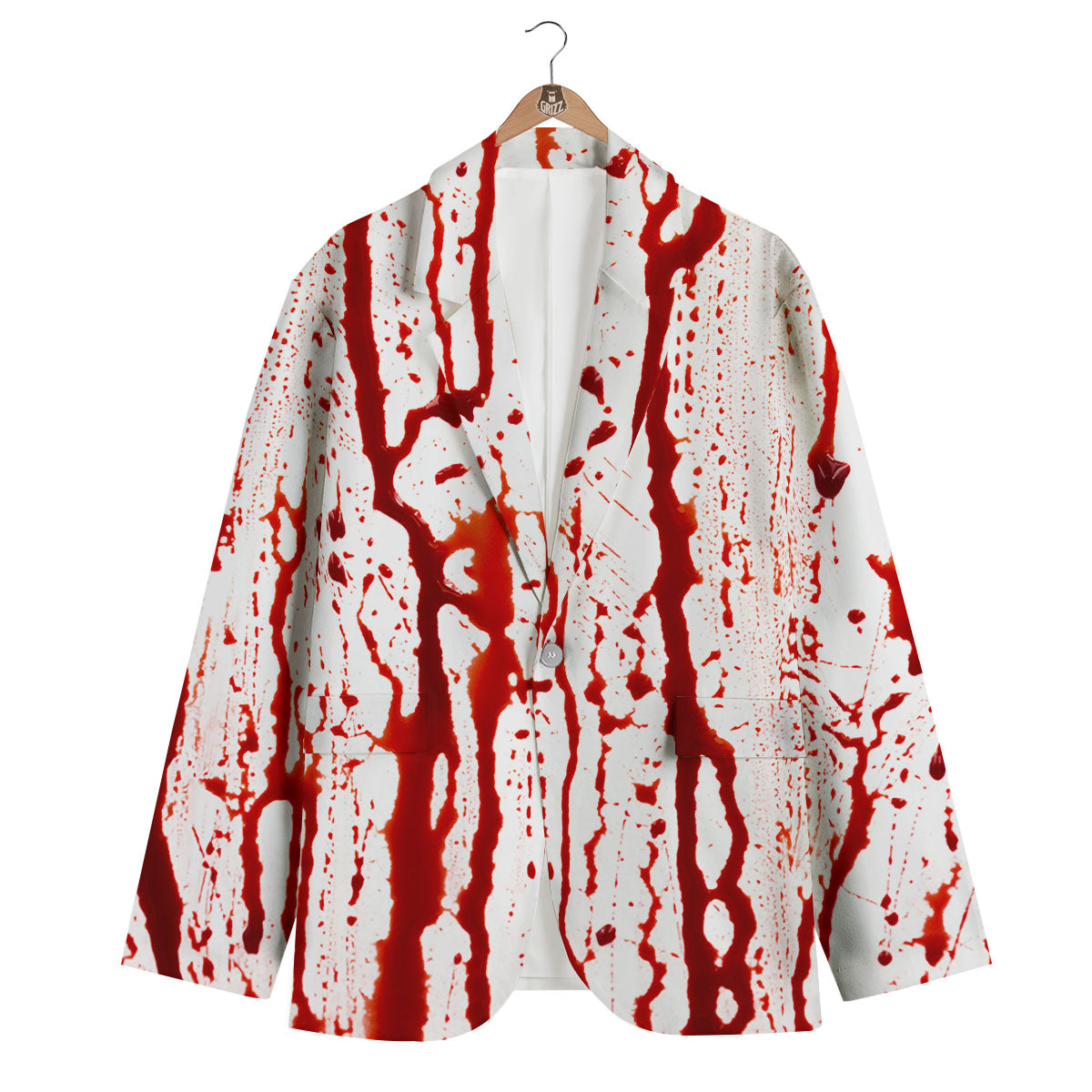 Blood Drip Print Men's Blazer-grizzshop