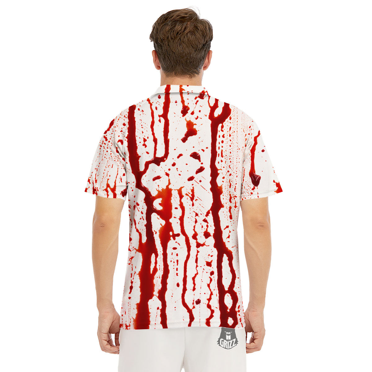 Blood Drip Print Men's Golf Shirts-grizzshop