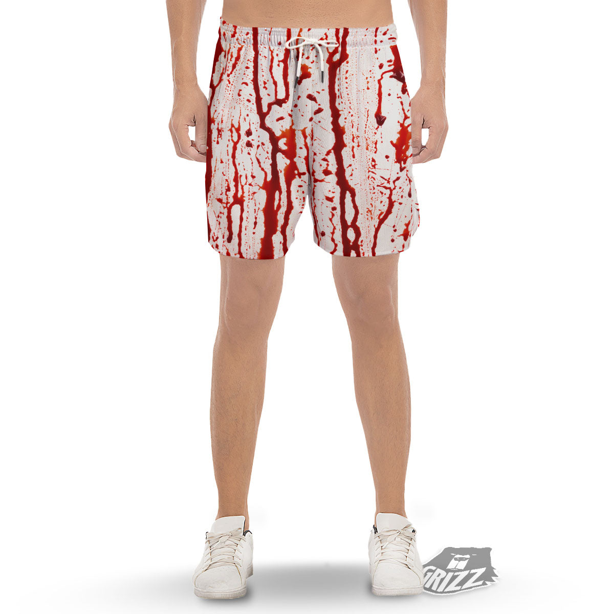 Blood Drip Print Men's Gym Shorts-grizzshop