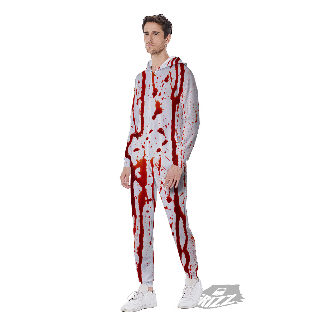 Blood Drip Print Men's Jumpsuit-grizzshop