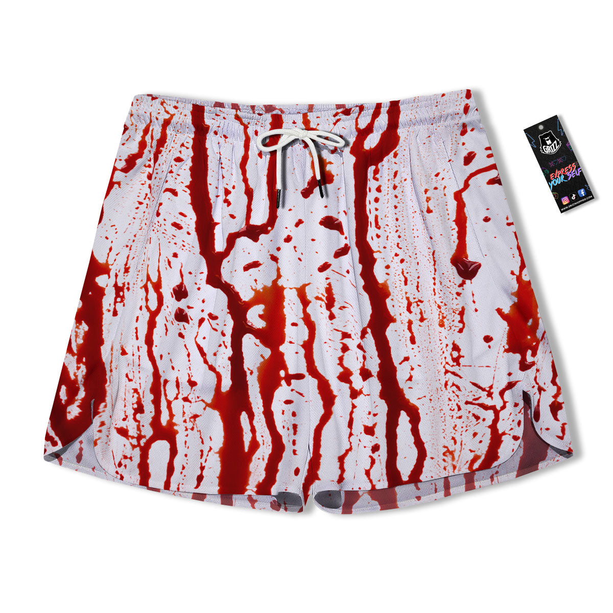 Blood Drip Print Men's Running Shorts-grizzshop