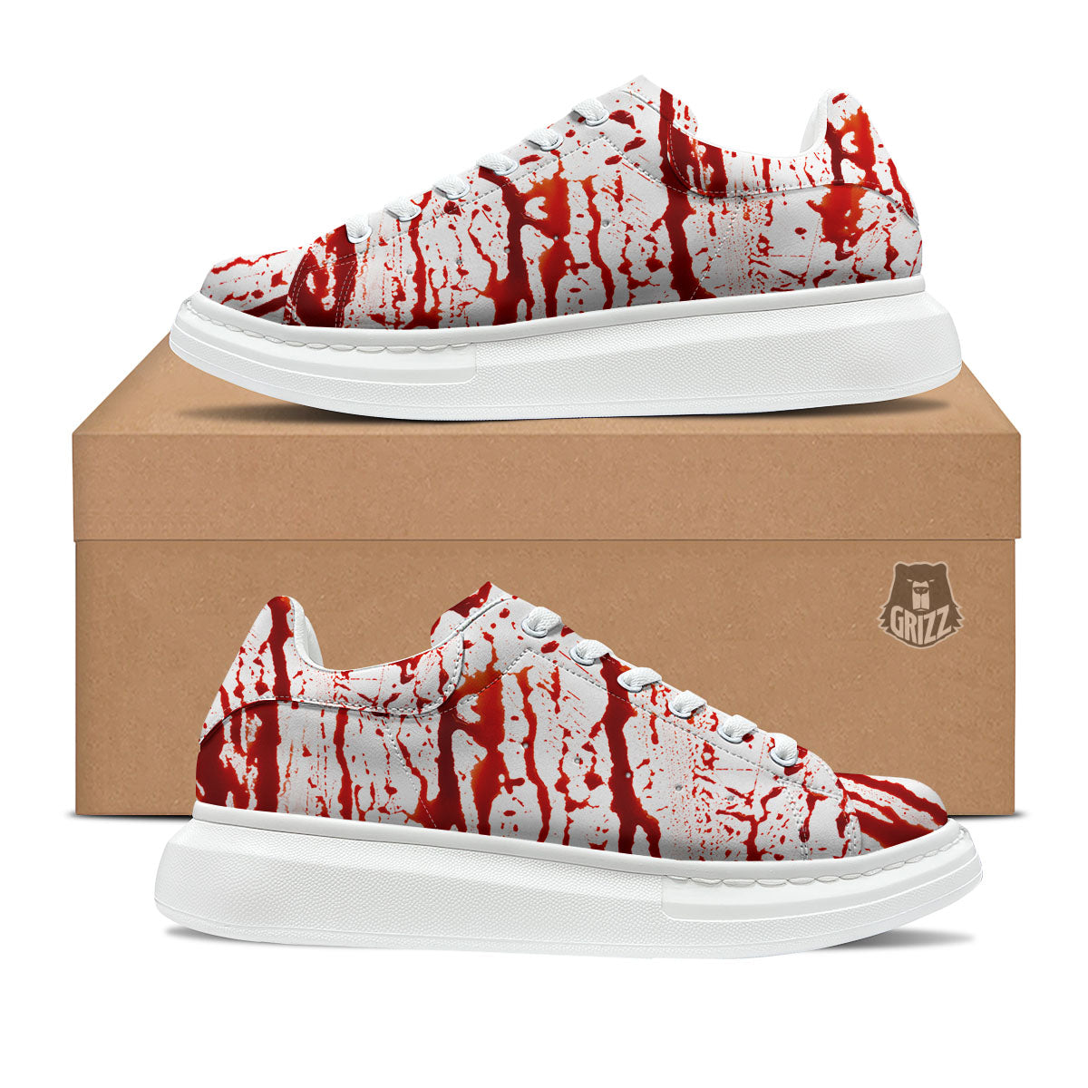 Blood Drip Print Platform Shoes-grizzshop
