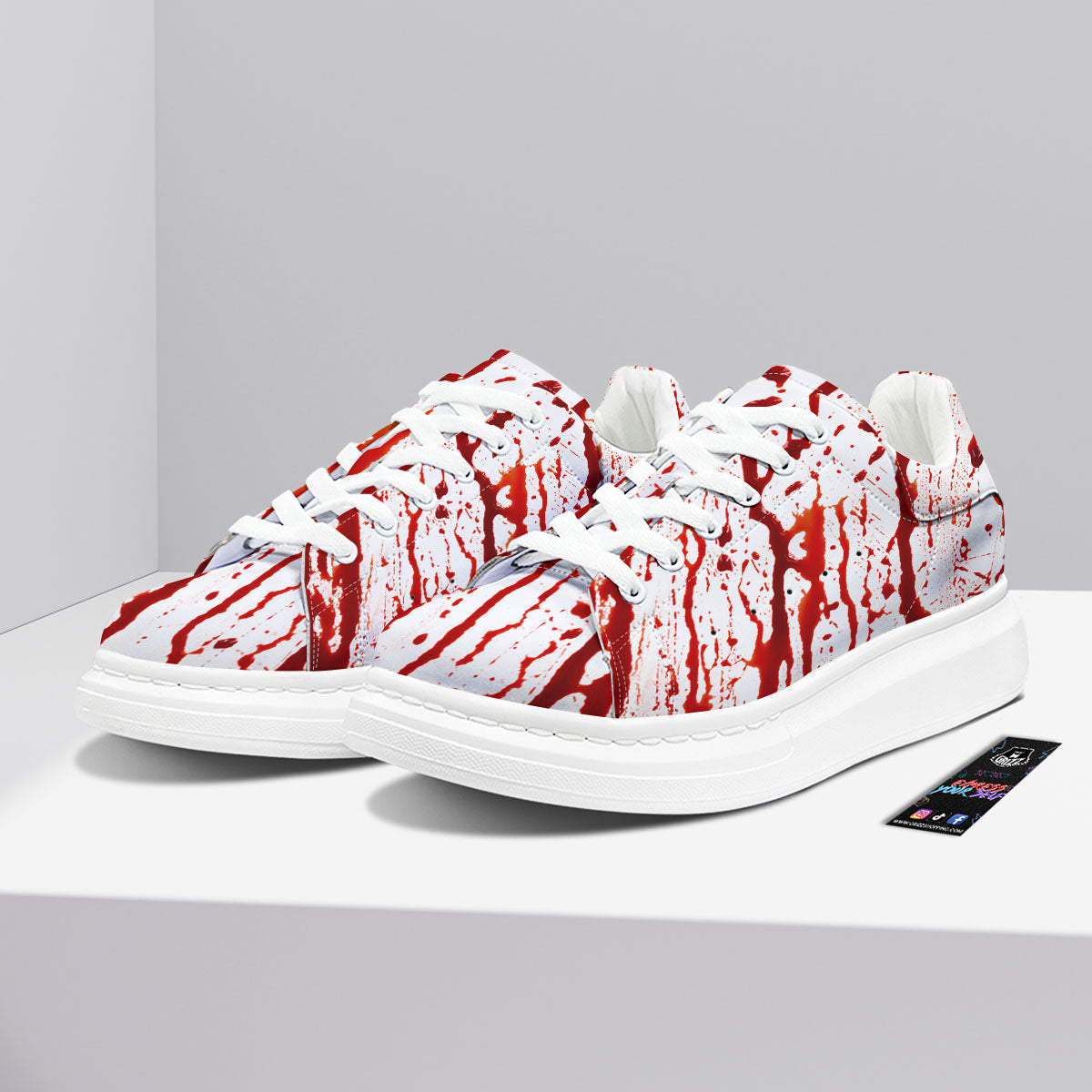 Blood Drip Print Platform Shoes-grizzshop
