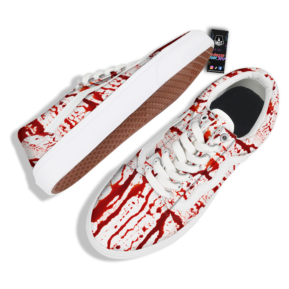 Blood Drip Print Skate Shoes-grizzshop