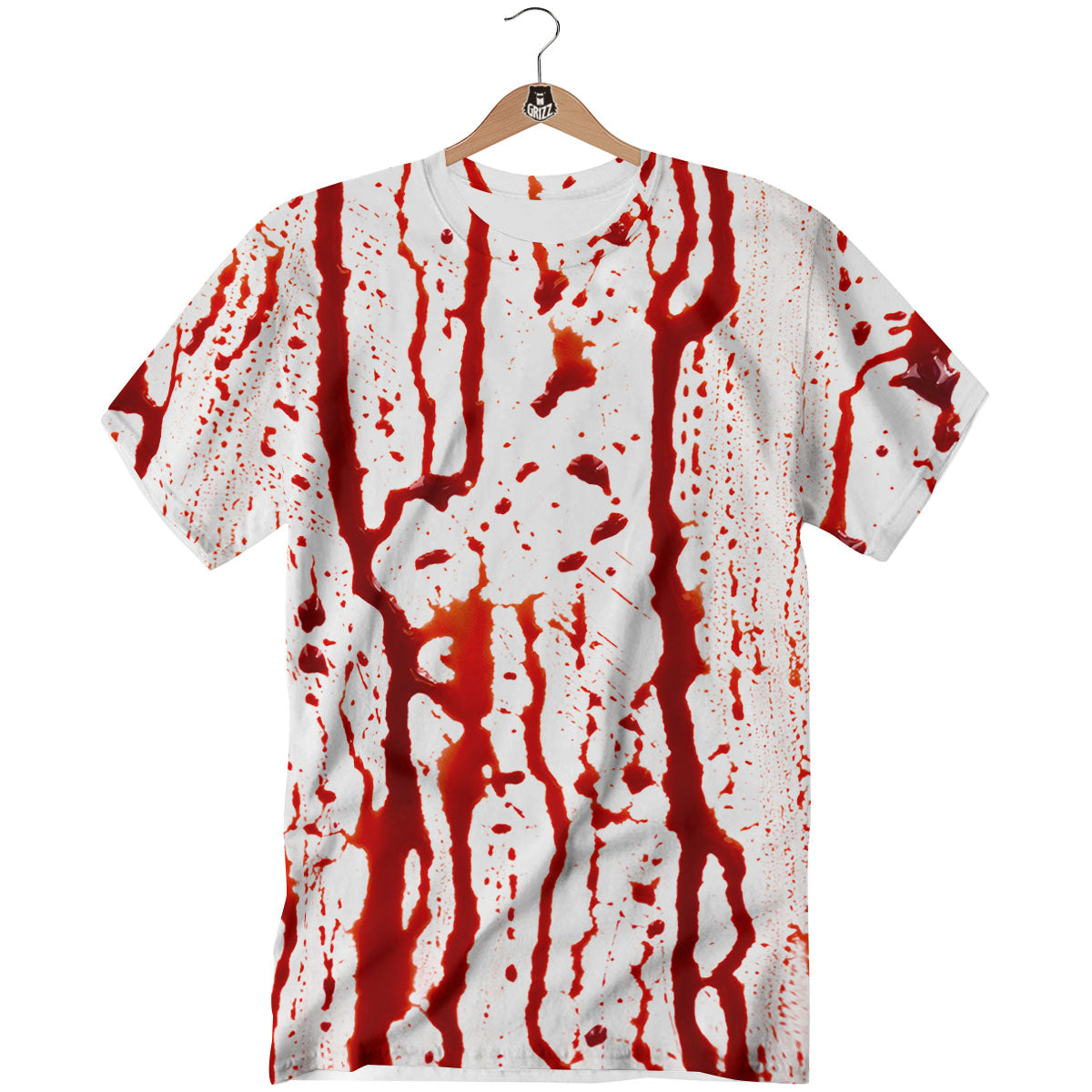 Blood Drip Print T-Shirt-grizzshop