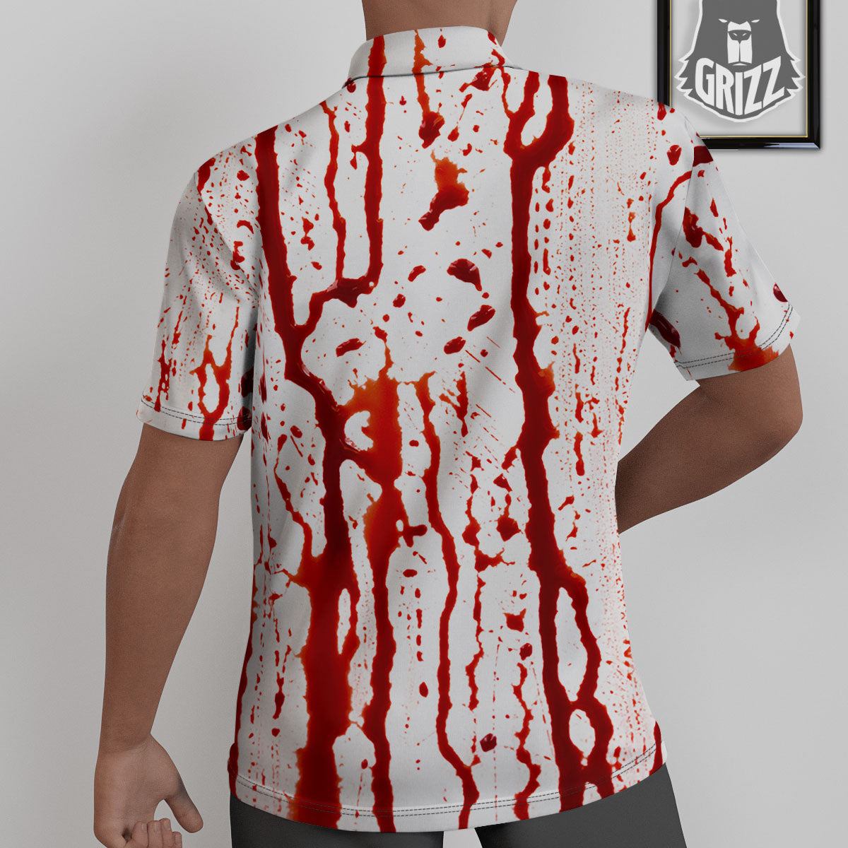 Blood Drip Print Untucked Shirts-grizzshop