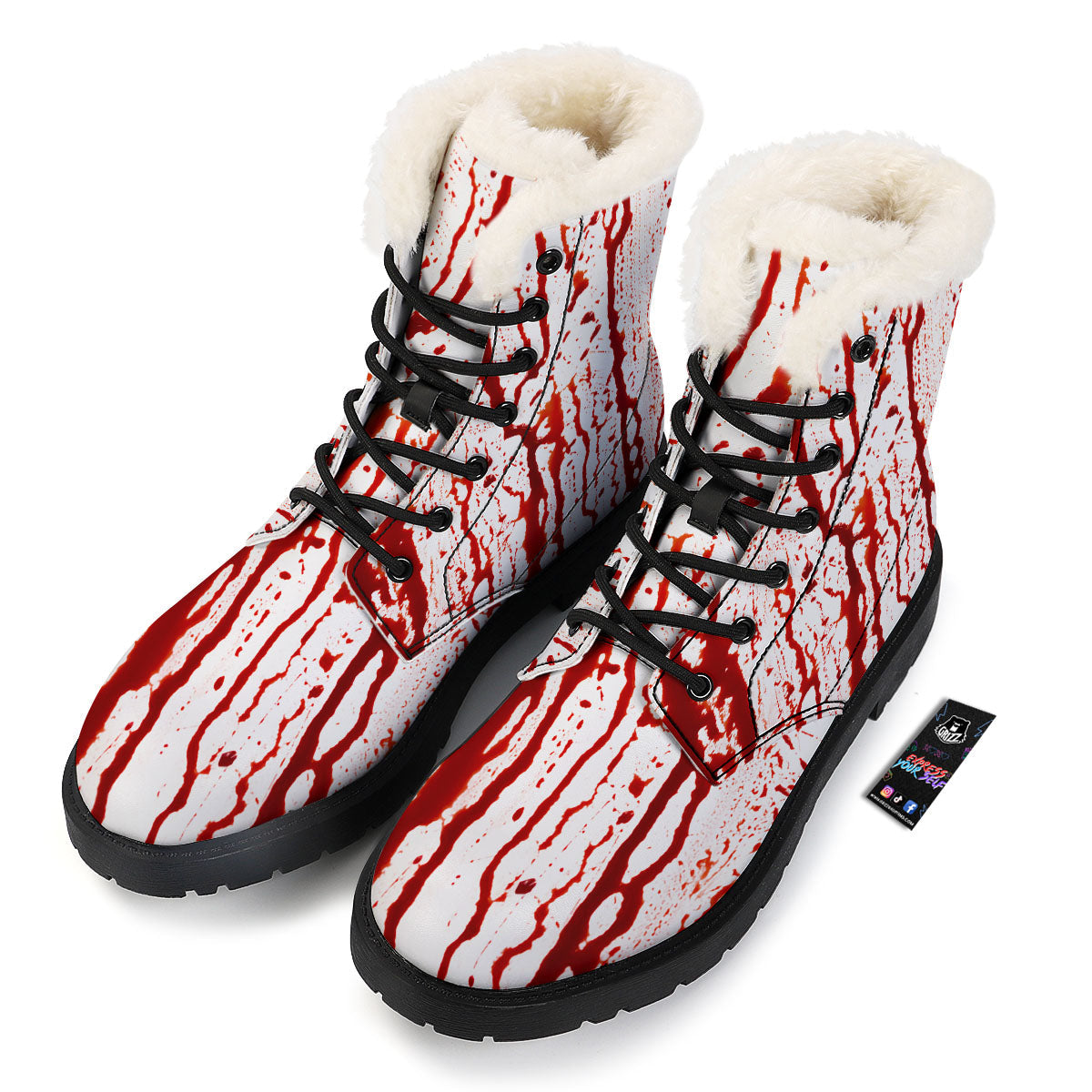 Blood Drip Print Winter Boots-grizzshop