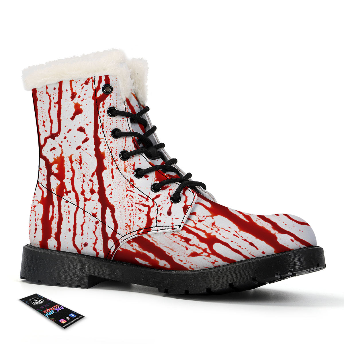 Blood Drip Print Winter Boots-grizzshop