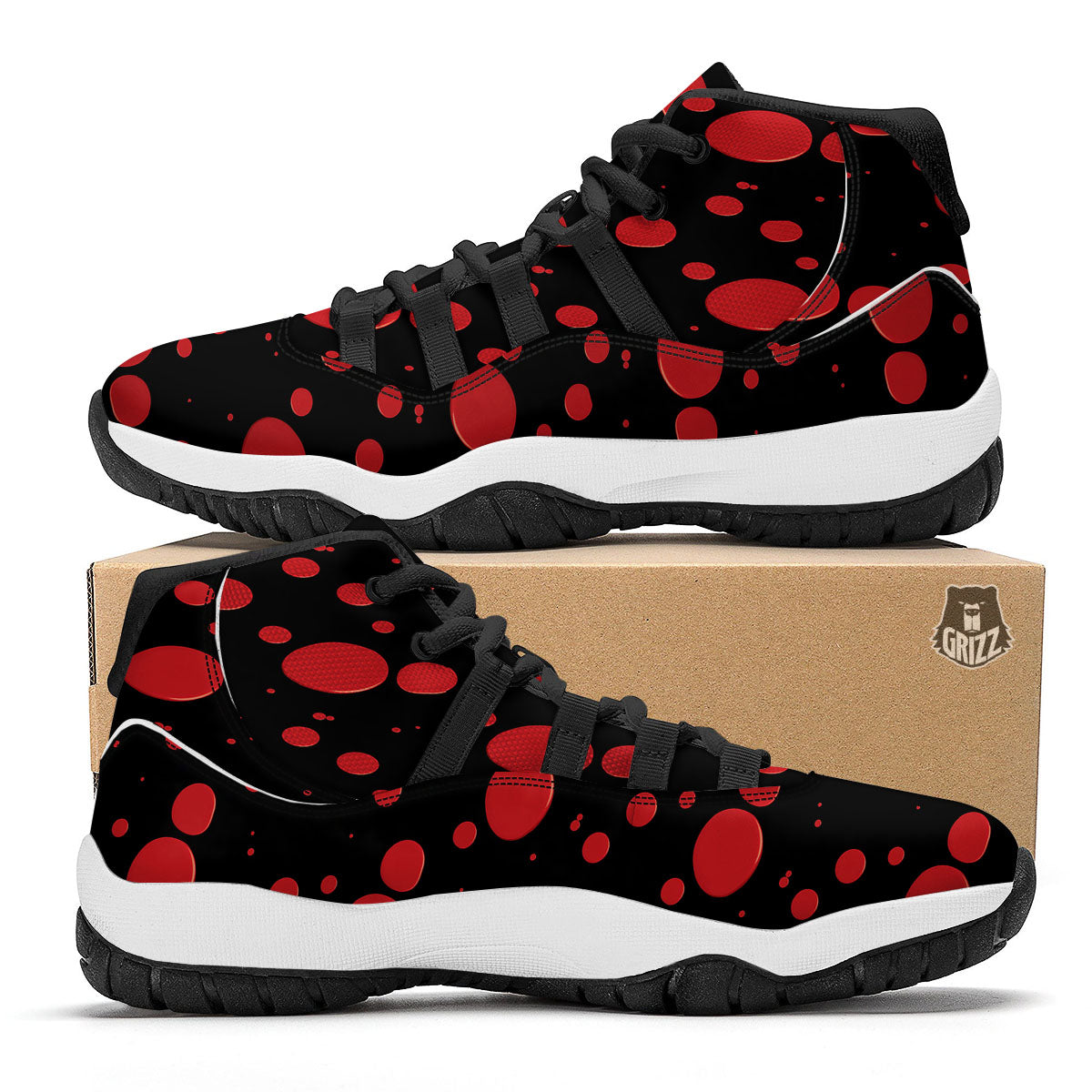 Blood Drop Red Print Pattern Black Bball Shoes-grizzshop