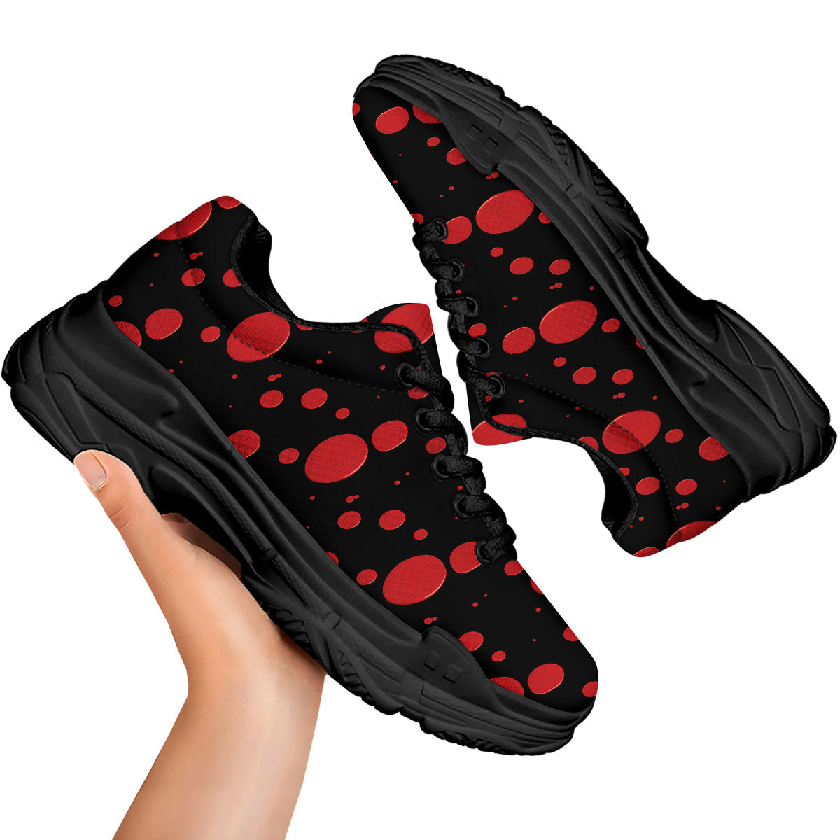 Blood Drop Red Print Pattern Black Chunky Shoes-grizzshop