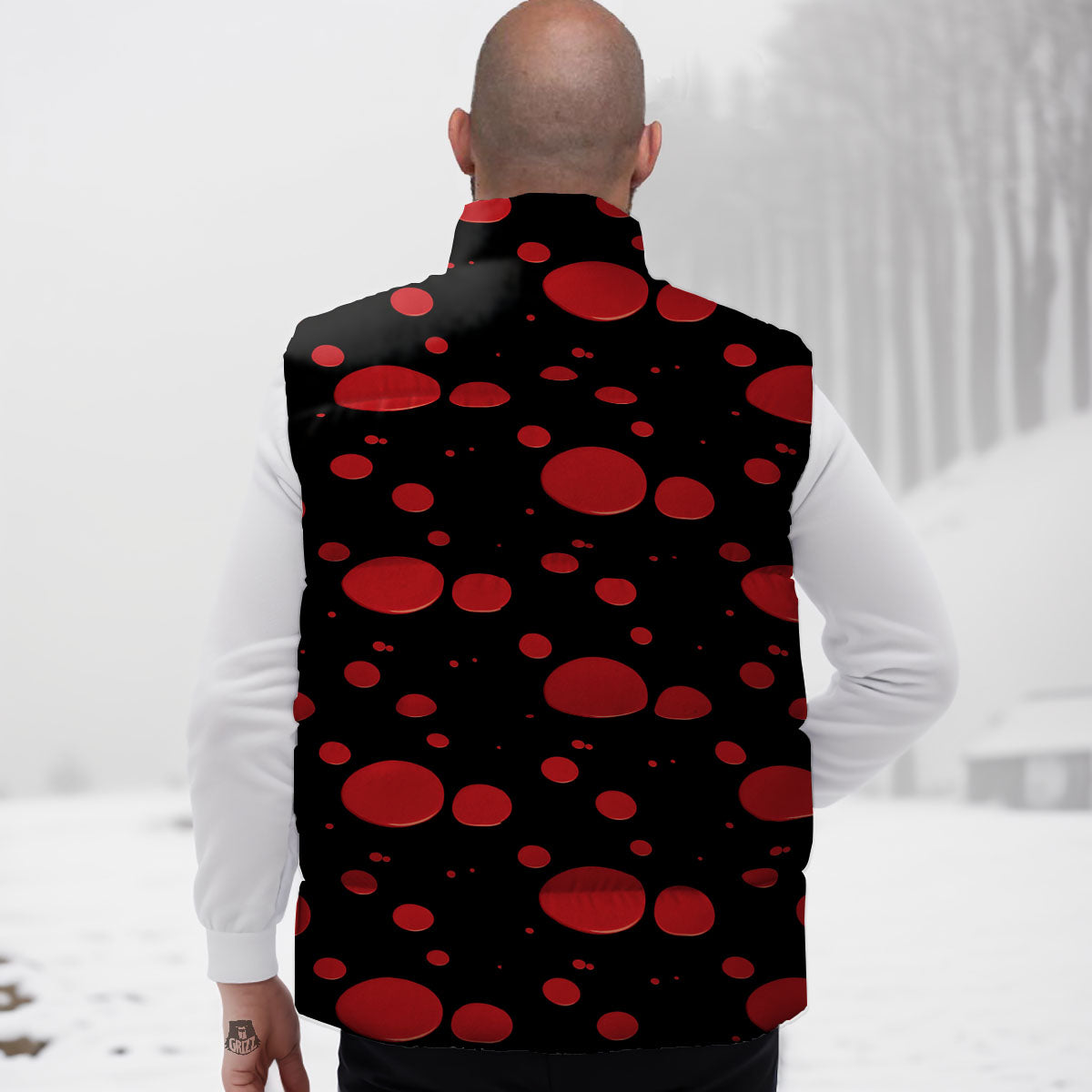 Blood Drop Red Print Pattern Down Vest-grizzshop