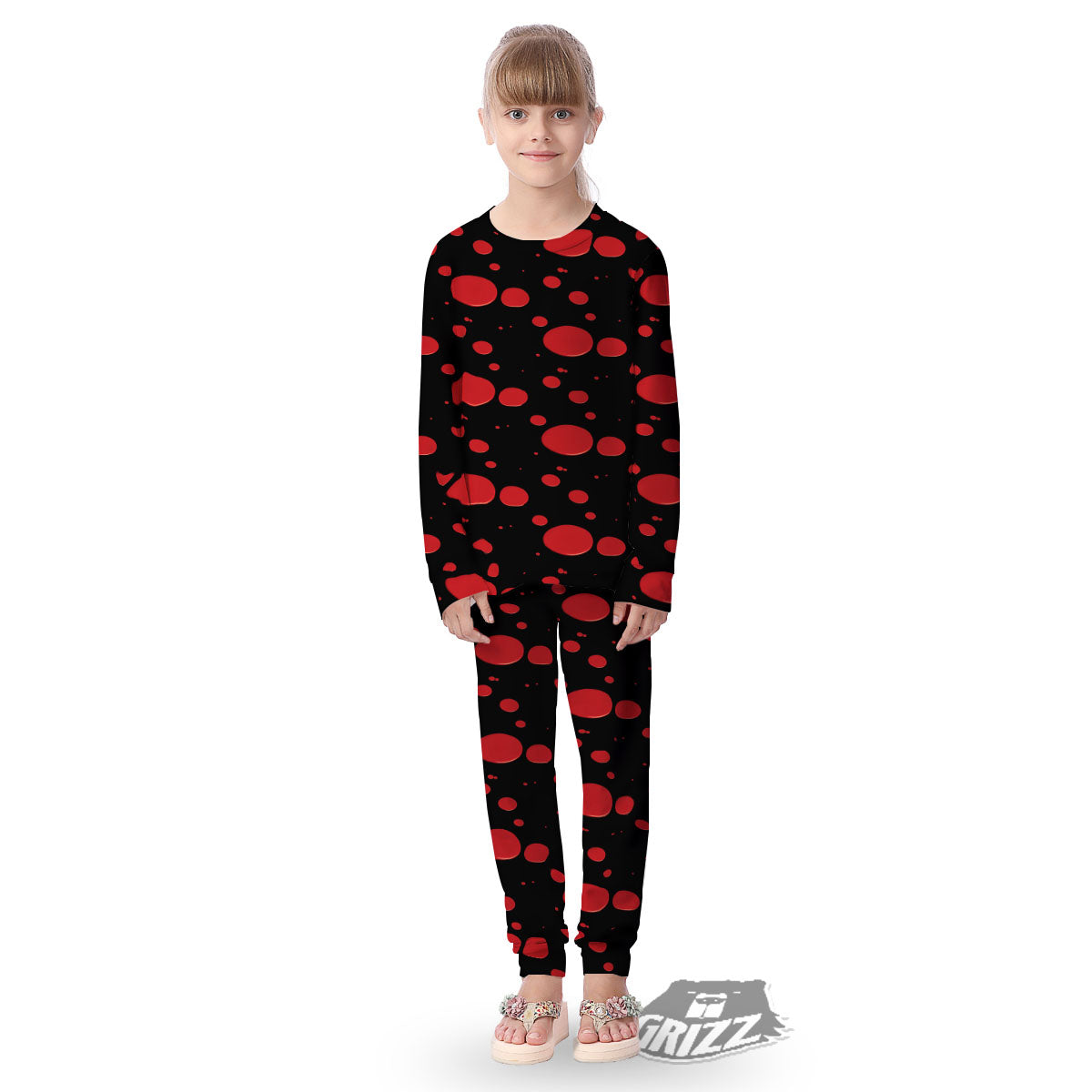 Blood Drop Red Print Pattern Kid's Pajamas-grizzshop