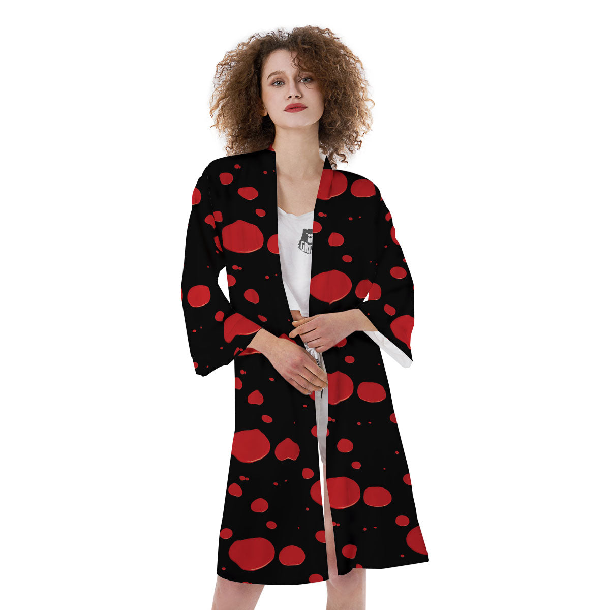 Blood Drop Red Print Pattern Kimono-grizzshop