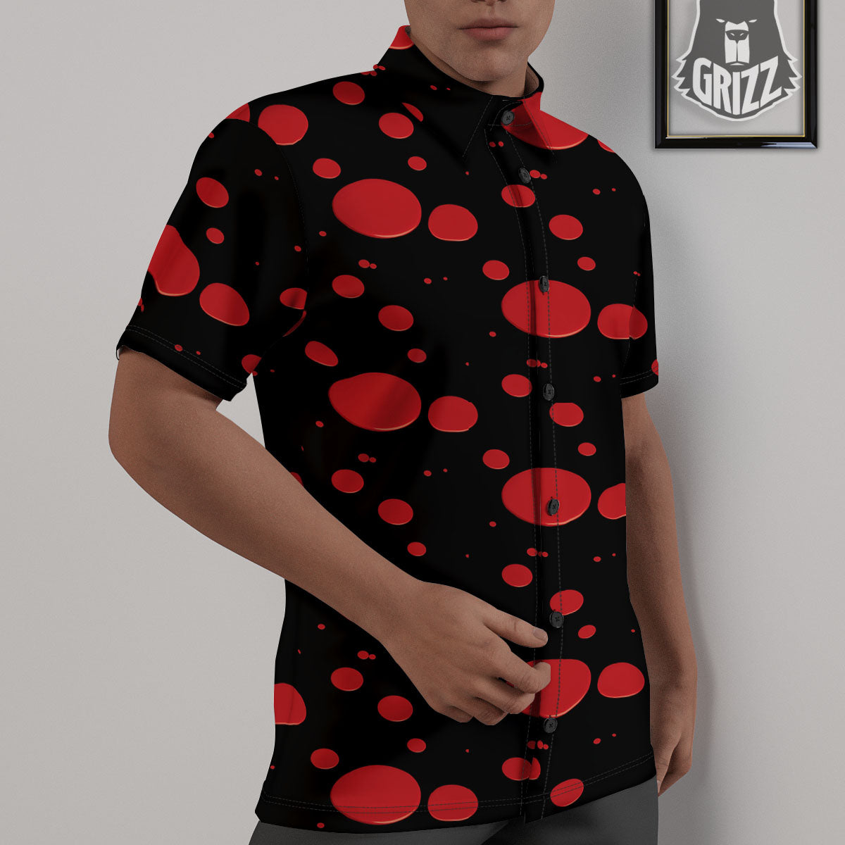 Blood Drop Red Print Pattern Untucked Shirts-grizzshop