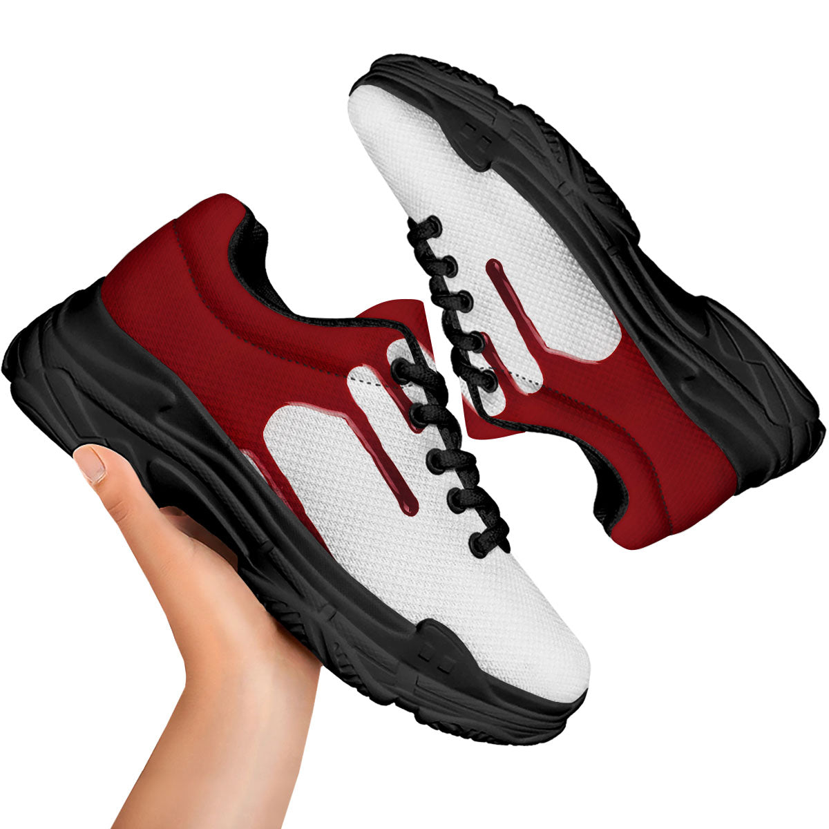 Blood Flowing Red Print Black Chunky Shoes-grizzshop