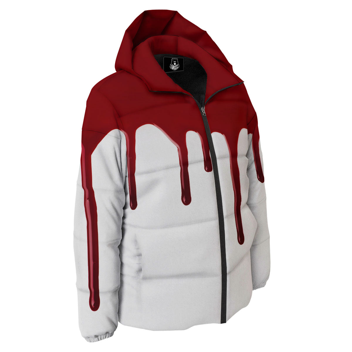 Blood Flowing Red Print Down Jacket-grizzshop