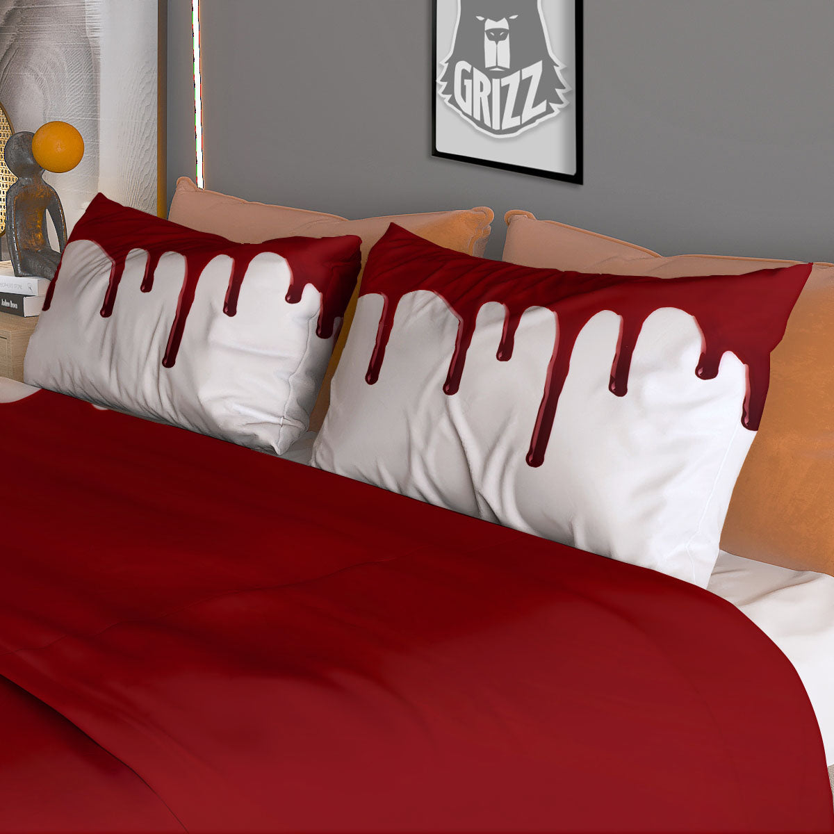 Blood Flowing Red Print Duvet Cover Bedding Set