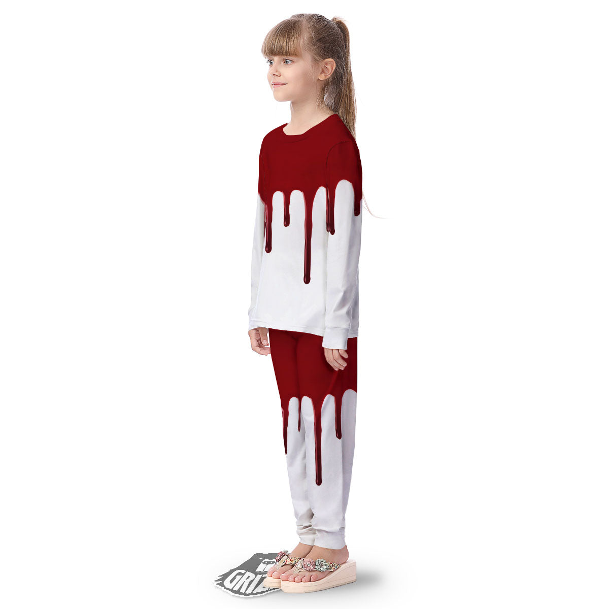 Blood Flowing Red Print Kid's Pajamas-grizzshop