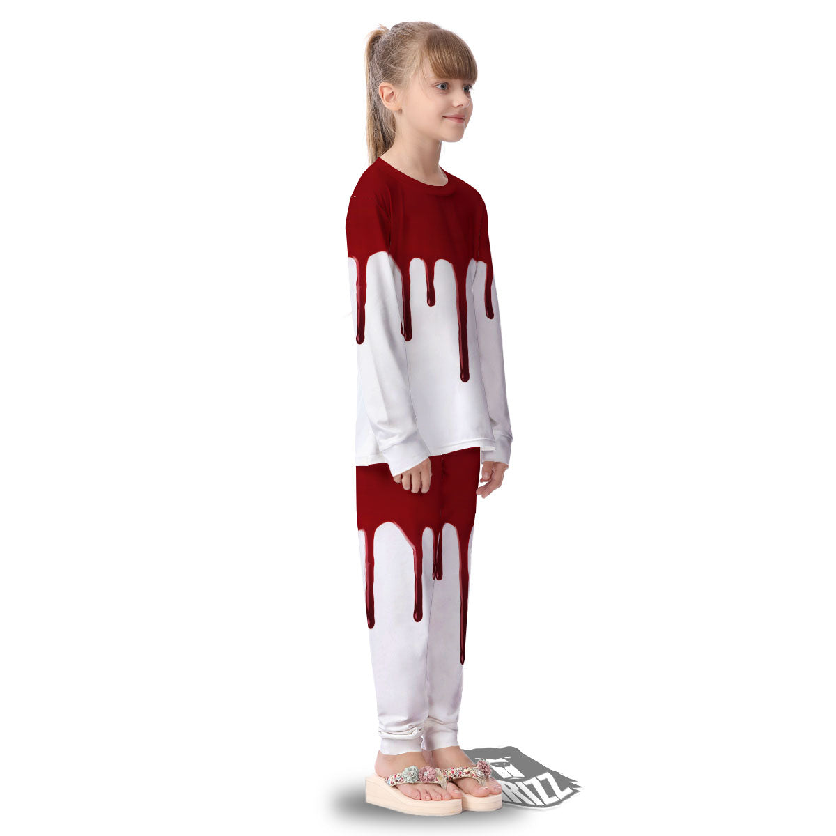 Blood Flowing Red Print Kid's Pajamas-grizzshop