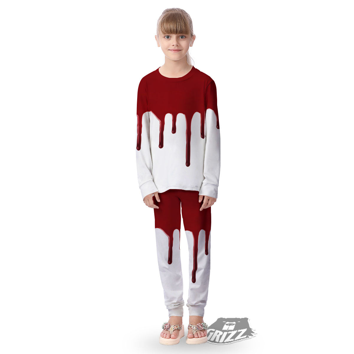 Blood Flowing Red Print Kid's Pajamas-grizzshop