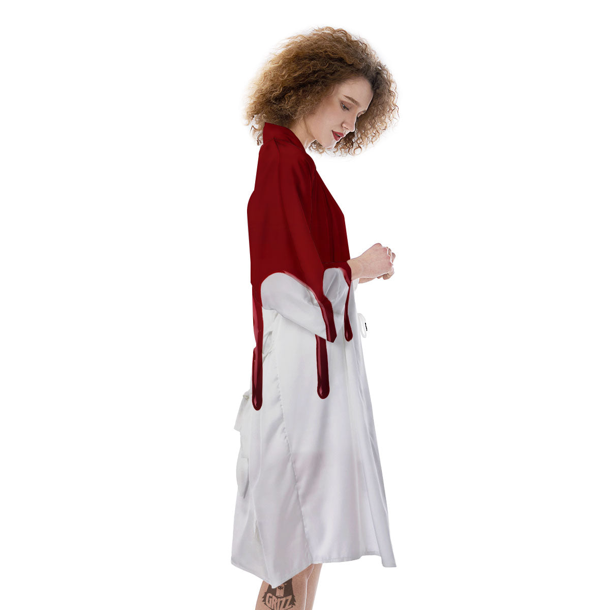 Blood Flowing Red Print Kimono-grizzshop