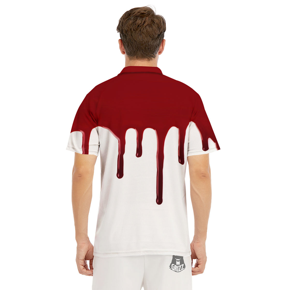 Blood Flowing Red Print Men's Golf Shirts-grizzshop