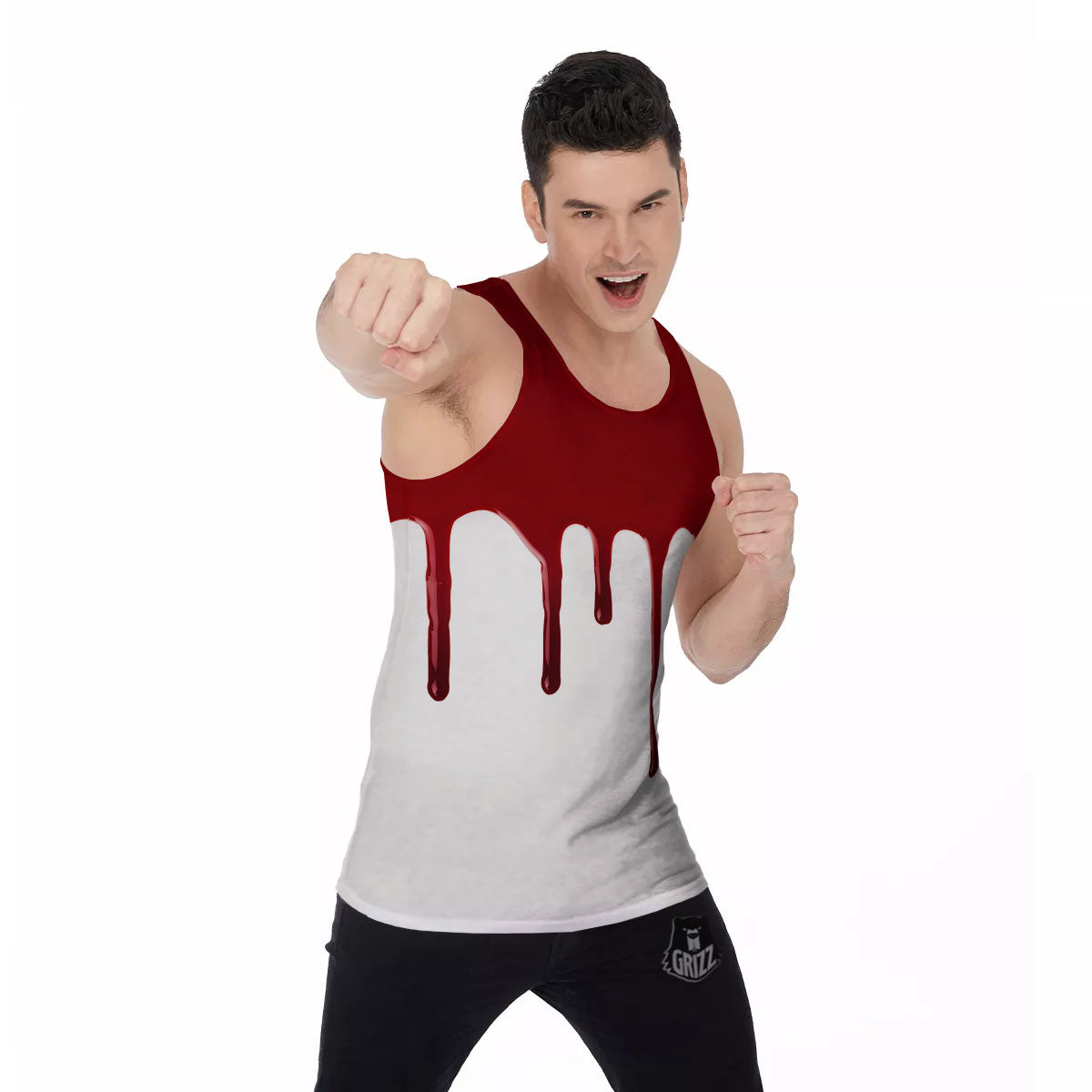 Blood Flowing Red Print Men's Tank Top-grizzshop