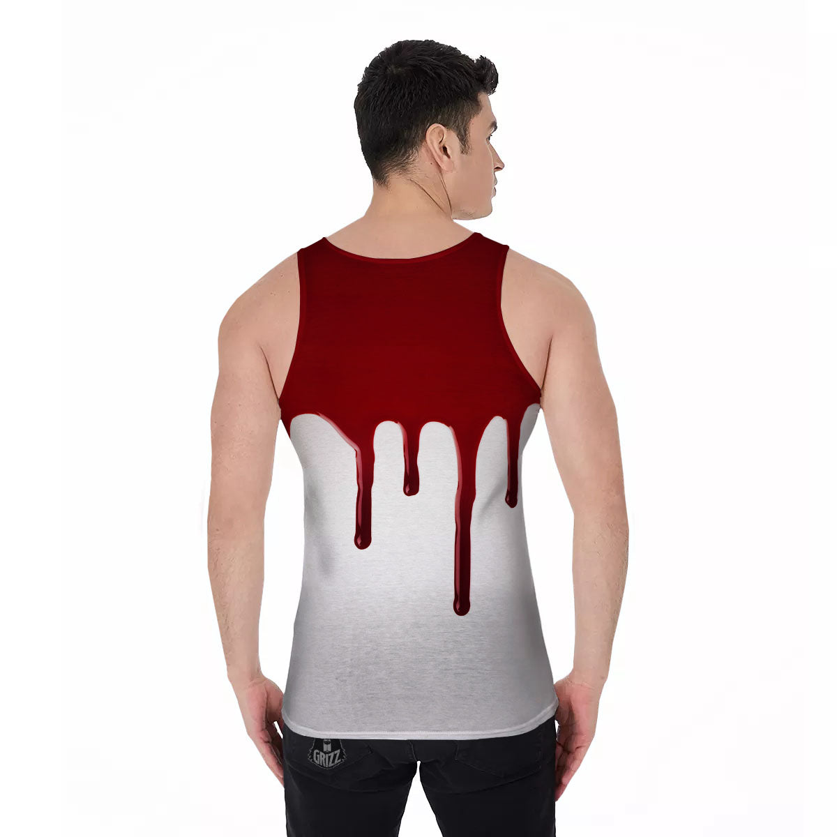 Blood Flowing Red Print Men's Tank Top-grizzshop