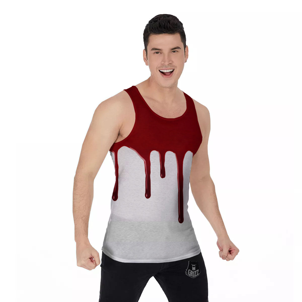 Blood Flowing Red Print Men's Tank Top-grizzshop