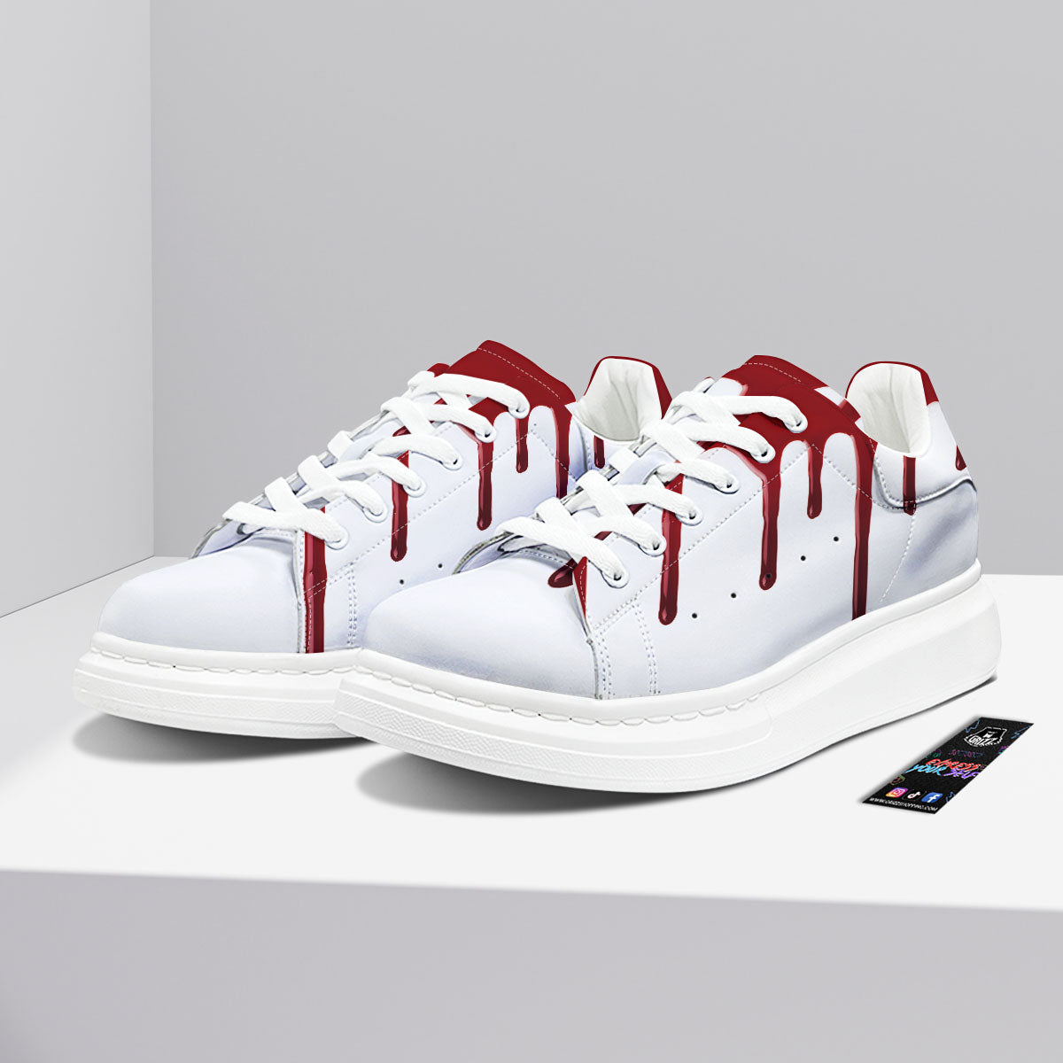 Blood Flowing Red Print Platform Shoes-grizzshop