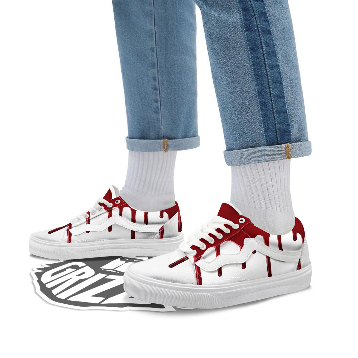 Blood Flowing Red Print Skate Shoes-grizzshop