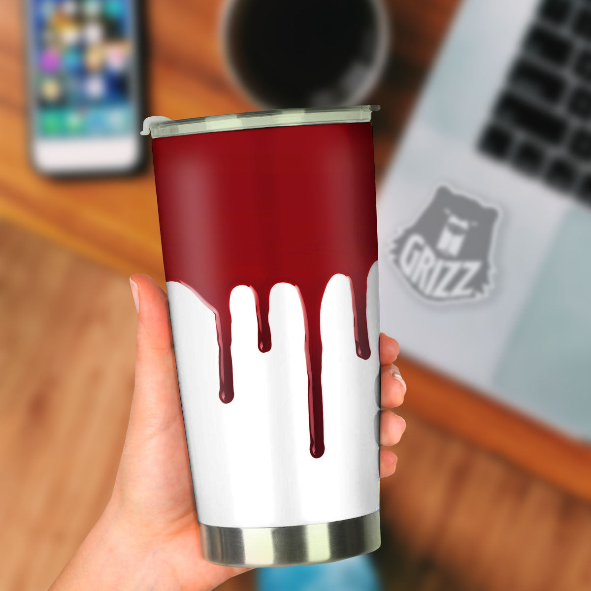 Blood Flowing Red Print Tumbler-grizzshop