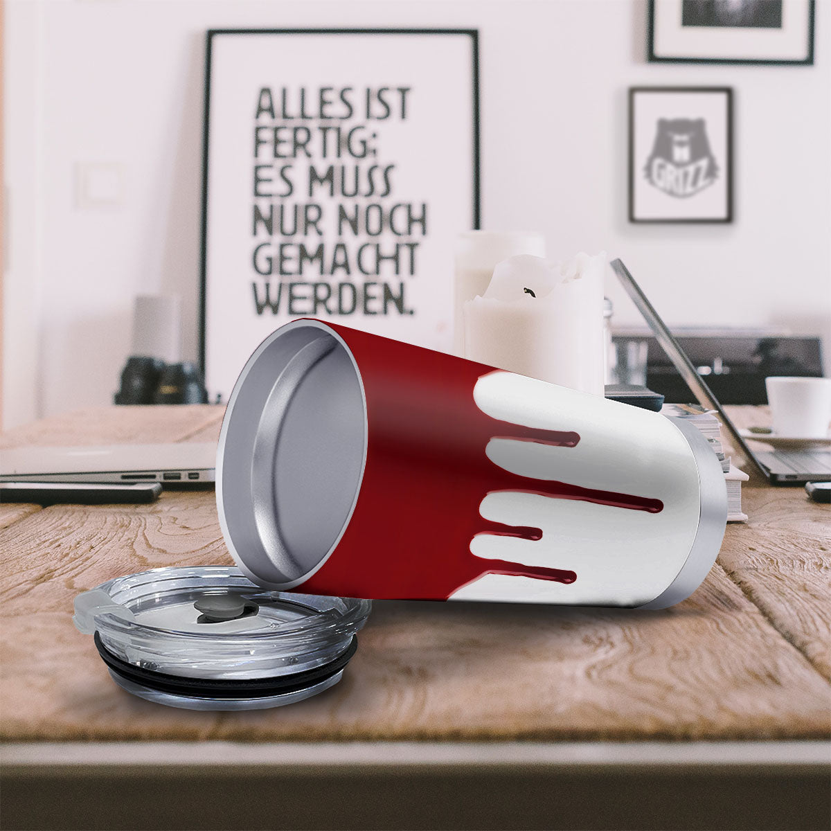 Blood Flowing Red Print Tumbler-grizzshop