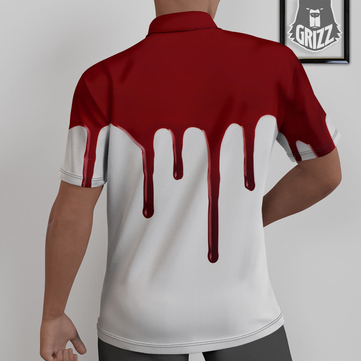 Blood Flowing Red Print Untucked Shirts-grizzshop