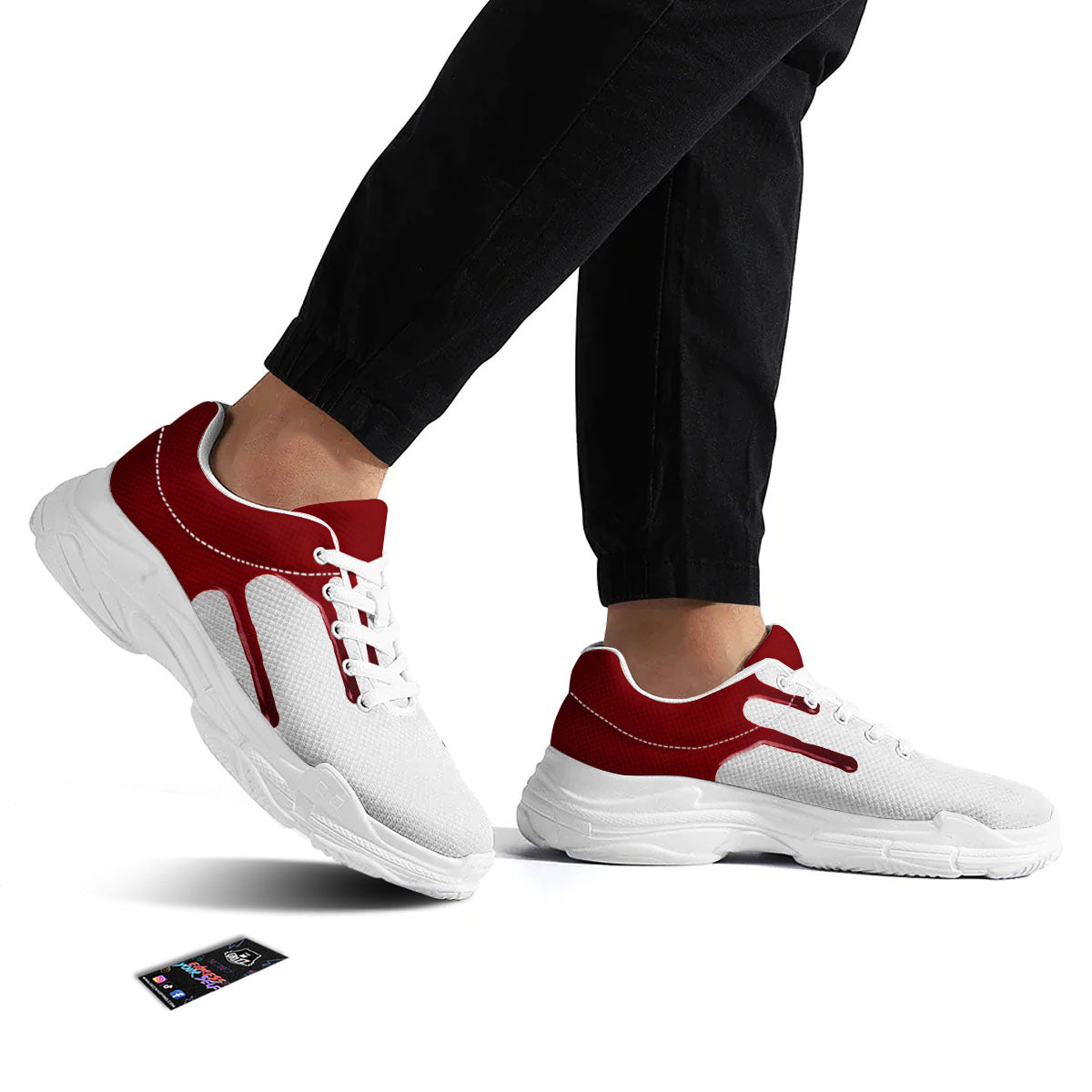 Blood Flowing Red Print White Chunky Shoes-grizzshop