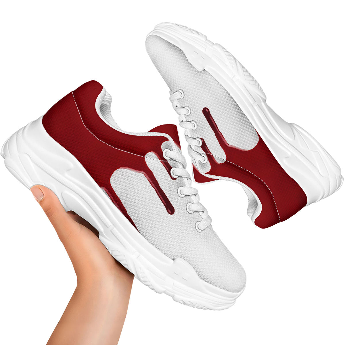 Blood Flowing Red Print White Chunky Shoes-grizzshop