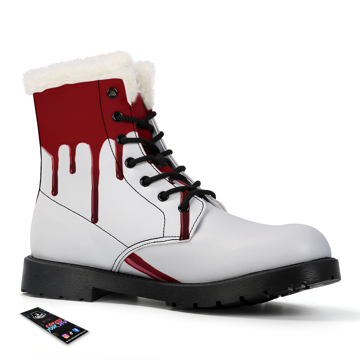 Blood Flowing Red Print Winter Boots-grizzshop