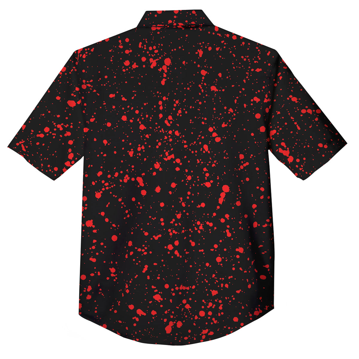 Blood Red Print Pattern Button Up Shirt-grizzshop