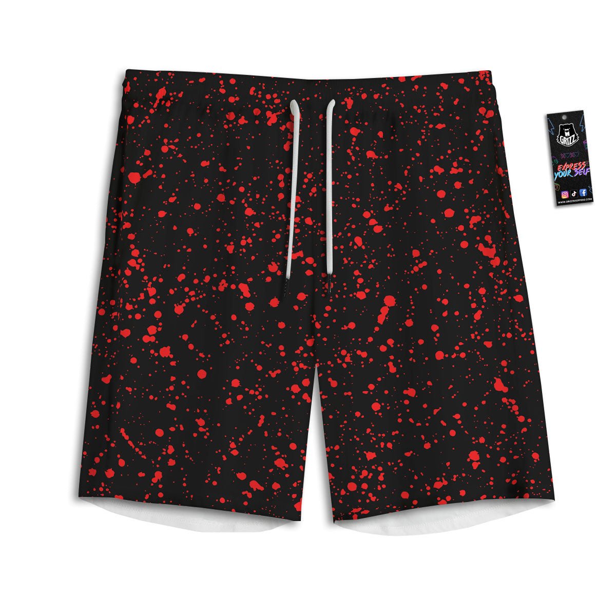 Blood Red Print Pattern Men's Athletic Shorts