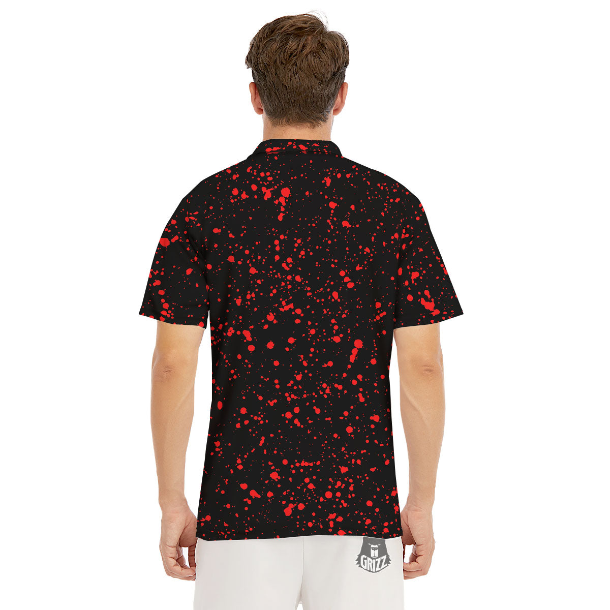 Blood Red Print Pattern Men's Golf Shirts-grizzshop