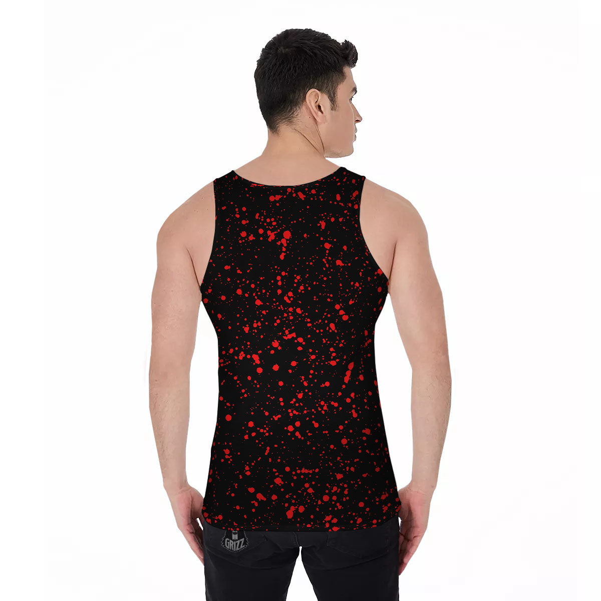 Blood Red Print Pattern Men's Tank Top-grizzshop