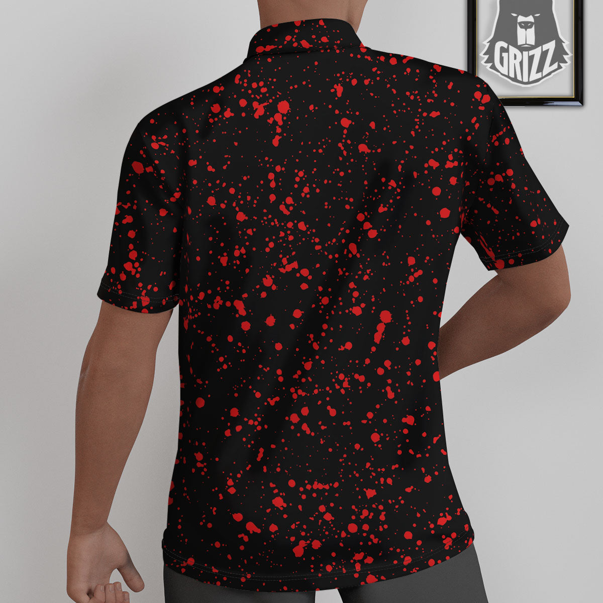 Blood Red Print Pattern Untucked Shirts-grizzshop