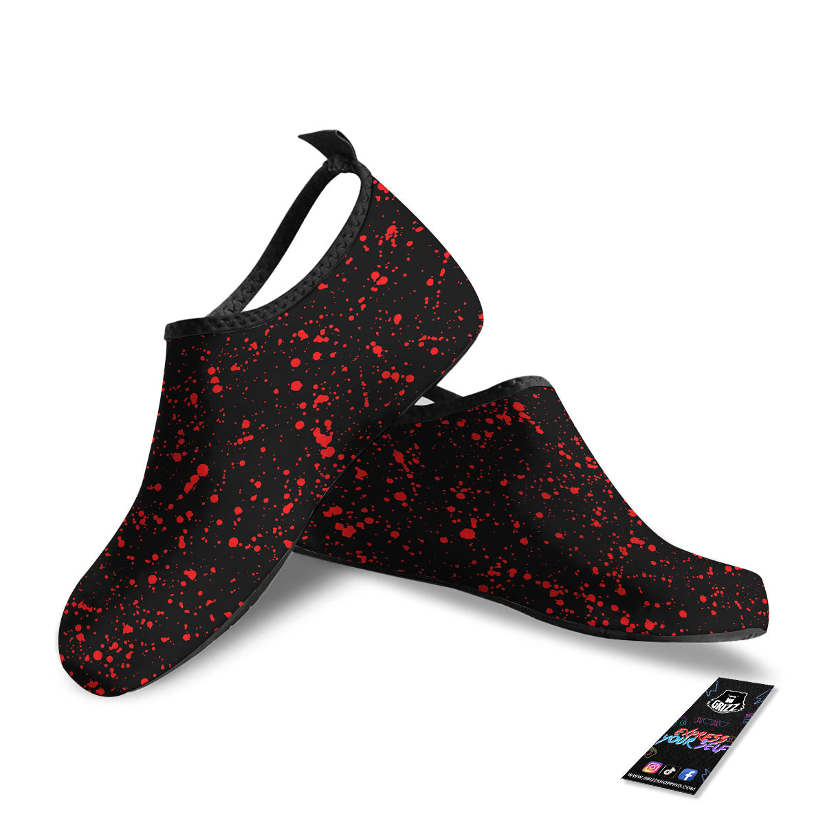 Blood Red Print Pattern Water Shoes-grizzshop